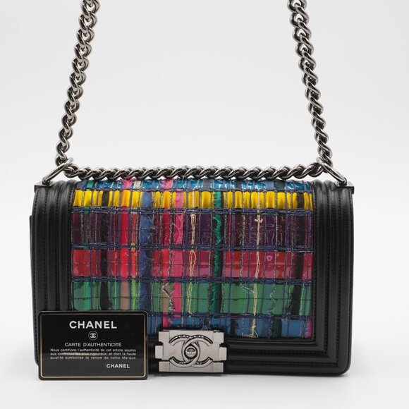 Pre-owned CHANEL Multicolor Tweed Woven Boy Flap Bag - Picture 5 of 6